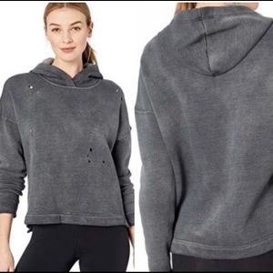 Alo yoga distressed Cozy Cropped Hoodie